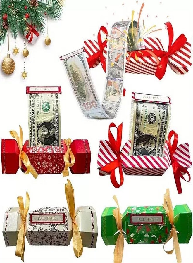 Kcyuowq 4PCS Christmas Money Box for Cash Gift Pull, Surprise Box Money Gift Box for Kids Adults with 40 Transparent Bags, Cute Money Roll Pull Pouch, Creative Christmas Money Holders for Cash. - Image 1